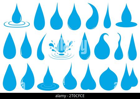 Collage of different water drops isolated on white Stock Photo - Alamy