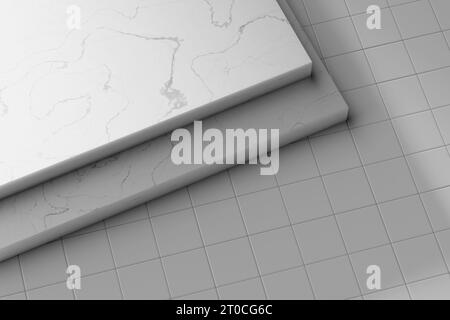 Simple black and white marble background with light streaming in. Stock Photo