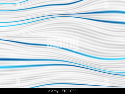 Blue and white curved smooth wavy lines abstract background. Vector design Stock Vector