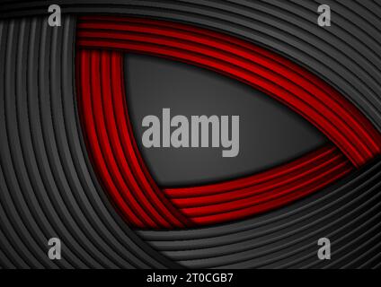 Contrast black and red corporate waves abstract background. Vector design Stock Vector