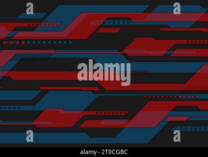 Dark blue and red abstract tech futuristic background. Vector geometry design Stock Vector
