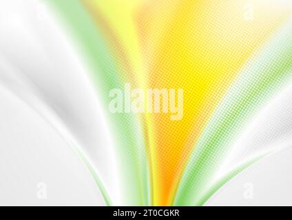 Green and yellow smooth waves abstract background. Vector digital art design Stock Vector