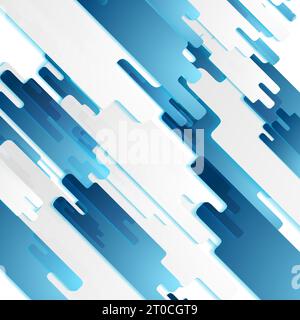 Grey and blue hi-tech geometric paper shapes with luminous shadow. Abstract futuristic vector background Stock Vector