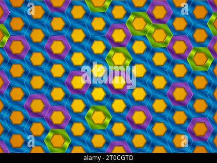 Colorful glossy hexagons abstract pattern background. Vector illustratio Stock Vector