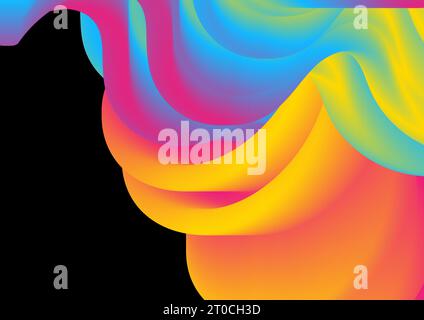 Colorful 3d flowing wavy liquid shapes abstract background. Elegant vector design Stock Vector
