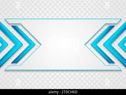 Abstract geometric tech background with blue glossy arrows. Vector design Stock Vector