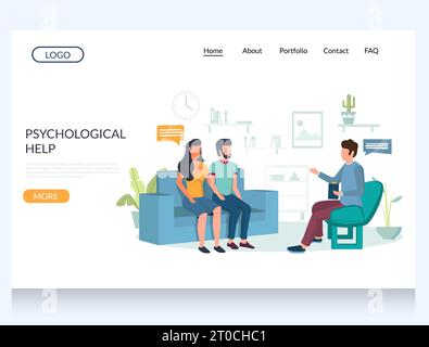 Psychological help vector website landing page design template Stock Vector