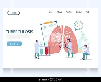 Tuberculosis vector website landing page design template Stock Vector