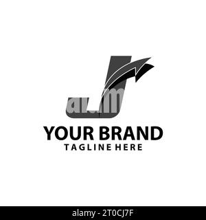 letter J font monogram arrow shadow logo design vector Stock Vector