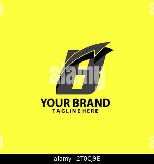 letter B font monogram arrow shadow logo design vector Stock Vector