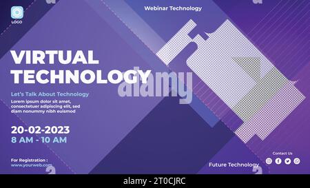 abstract horizontal vertical neon light futuristic technology metaverse youtube thumbnail design template Stock Vector