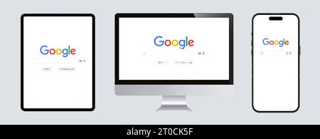 Google Search Bar, Internet Online Browser Page, Technology Template, Blank Window Global Search, Website Address, Empty Browser Element Stock Vector