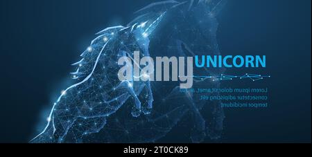 Abstract jumping unicorn. Venture investment, digital business Stock Vector