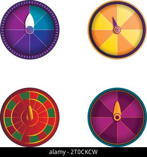 Fortune wheel icons set cartoon vector. Lottery. Raffle concept Stock Vector