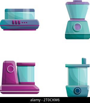 Kitchen appliance icons set cartoon vector. Kitchen equipment. Modern technology Stock Vector