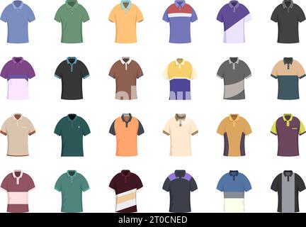 Polo shirt, sleeve icons set cartoon vector. Man sport. Short cloth Stock Vector