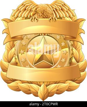 Police Military Eagle Badge Shield Sheriff Crest Stock Vector