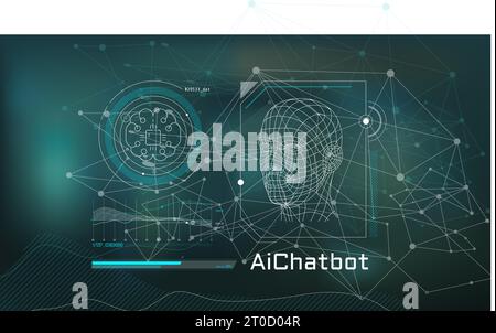 Virtual infographics with a 3D model of a human head. Stock Vector