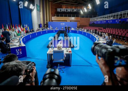 Granada, Spain. 06th Oct, 2023. Heads of State and Government attend the working session of the Informal EU Summit. Credit: Kay Nietfeld/dpa/Alamy Live News Stock Photo