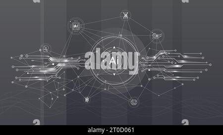 Futuristic interface with electronic chips and artificial intelligence ...