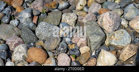 many pebbles stone texture background Stock Photo