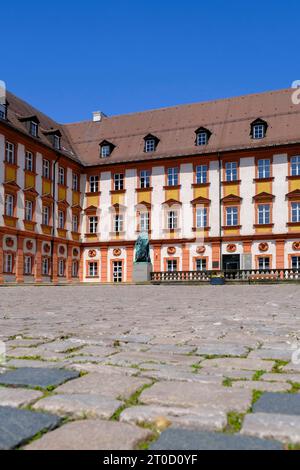 Old castle the statue of Maximilian II. King of Bavaria, Bayreuth, Upper Franconia, Bavaria, Germany Stock Photo