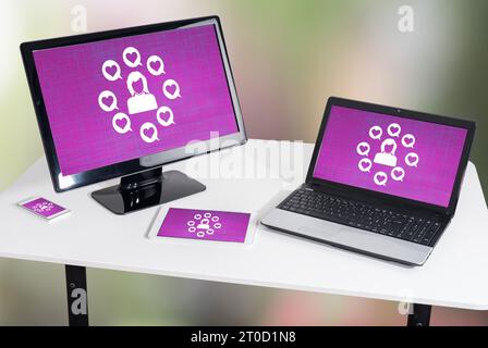 Followers concept shown on different information technology devices Stock Photo
