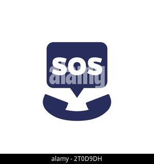 SOS signal in the phone icon, vector Stock Vector