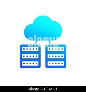 servers and cloud solutions icon on white Stock Vector