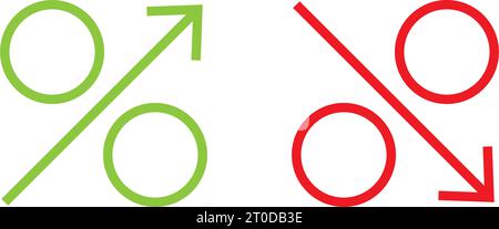Percentage growth and decline icons. Percent arrow up and down. Stock Vector