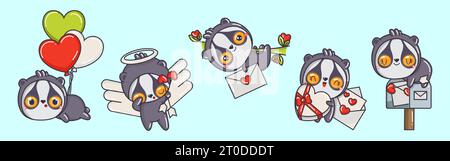 Collection of Vector Loris Art. Set of Isolated Animal Clipart Illustration. Cute Vector Animals  Stock Vector