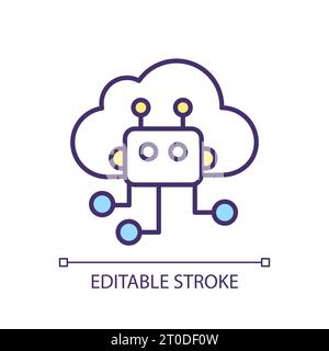2D editable colorful cloud technologies line icon Stock Vector