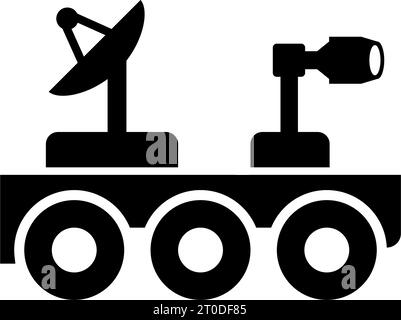 Moon Rover, Lunar Roving Vehicle, Robot. Flat Vector Icon illustration. Simple black symbol on white background. Moon Rover, Lunar Roving Vehicle sign Stock Vector