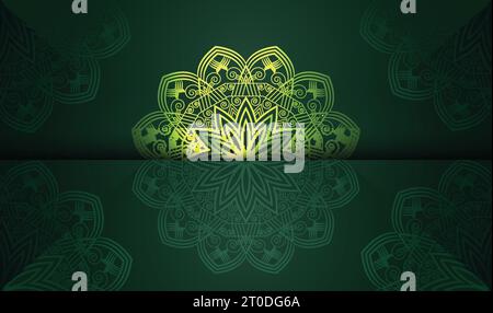 abstract style golden colors with green gradient color mandala background design vector Stock Vector