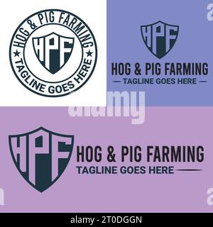 Monogram, Minimalist, And Letterhead Hog And Pig Farming Logo Design Stock Vector