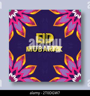 colored hand drawn art with illustrated eid mubarak mandala realistic Ramadan holiday banner with Islamic vector background design Stock Vector
