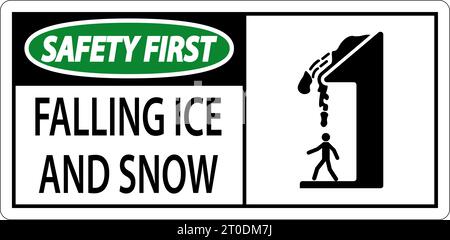 Ice and Snow Warning Sign Caution - Falling Ice And Snow Sign Stock Vector