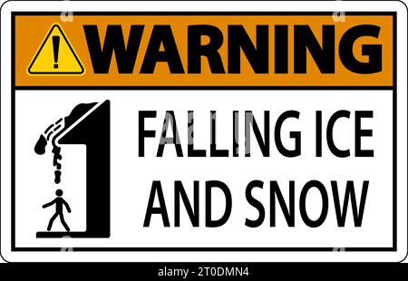 Ice and Snow Warning Sign Caution - Falling Ice And Snow Sign Stock Vector