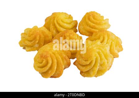 duchess potatoes close-up, isolated on a white background Stock Photo