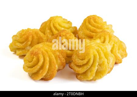 duchess potatoes close-up, isolated on a white background Stock Photo