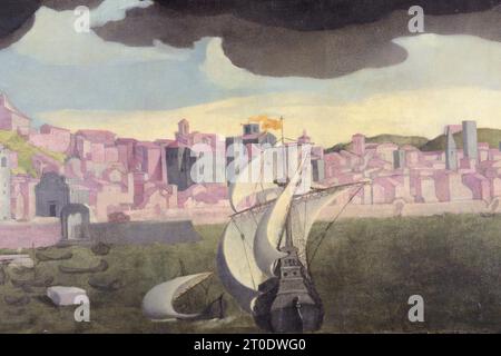 Ancona (Italy, Marche), Podesti Civic Art Gallery. Andrea Lilli, View of Ancona, oil on canvas, 1598 Stock Photo