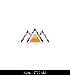 letter m golden mountain simple triangle geometric logo vector Stock Vector