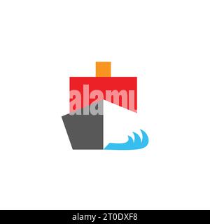 ship colorful cargo waves motion icon vector Stock Vector