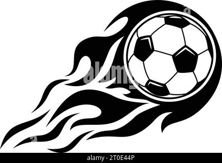 Flaming soccer football ball flies. Vector icon on transparent background Stock Vector