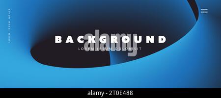 Abstract Background Template, Gradient Shapes Composition, Poster Header, Banner or Landing Page Design with Black and Blue Colored Three Dimensional Stock Vector