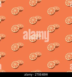 Halved Citrus, Oranges Pattern, Fruits Background Stock Vector