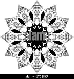 new hand drawn luxury lotus flower mandala art style with black and ...