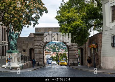 Vienna Gate, located at the Vienna Gate Square it was the port connecting the Castle with the highway to Vienna. Budapest, Hungary Stock Photo