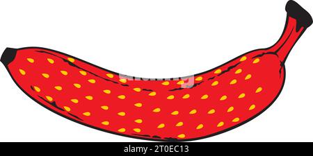 Banana Strawberry Color. Vector Illustration. Stock Vector