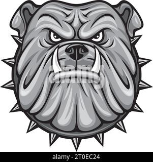 Angry Bulldog Face Color. Vector Illustration. Stock Vector